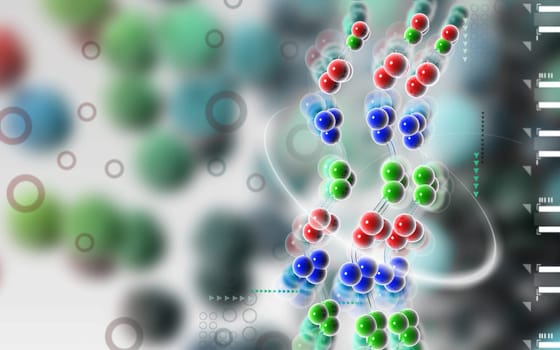 Digital illustration DNA structure in colour background