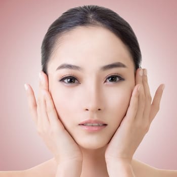 Asian beauty face, concept of glamour, makeup, healthcare etc.