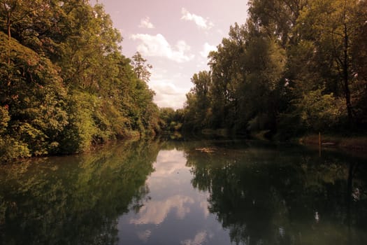 the Rhine River at the old town of Waldshut in the Blackforest in the south of Germany in Europe.