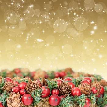 Close up on Christmas tree decoration and holiday lights