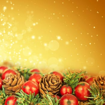 Close up on Christmas tree decoration and holiday lights