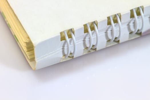 close up ring notebook  blank on white background