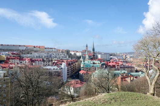 outwardly across the linnestad from the skansen krona in gothenburg