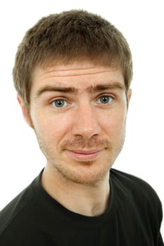 studio picture of a young man, close up portrait