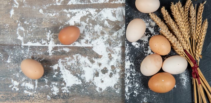 the fresh eggs and some wheat ears