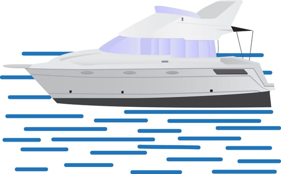 Boat illustrated in a cartoon style sailing in the sea vector illustration on a white background
