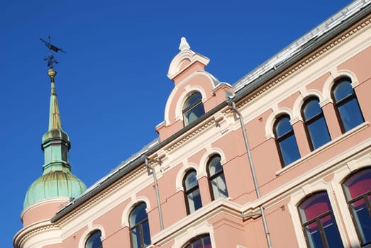 Historic façade in the Norwegian city of Trondheim