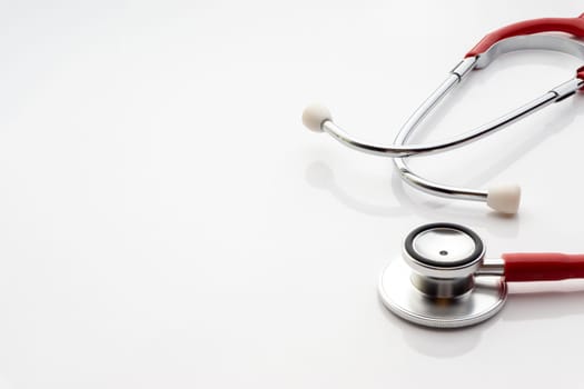 Stethoscope on white background. Healthcare dan Copy Space concept
