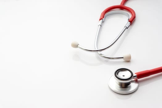 Stethoscope on white background. Healthcare dan Copy Space concept