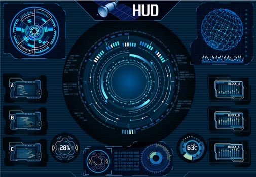 HUD satellite UI. Navigator, Camera. Infographic elements Technology - Vector Illustration