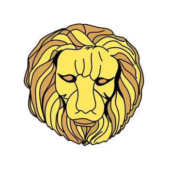 House Lannister, Golden Lion. symbol of the seven kingdoms. head of a golden lion on a white background.