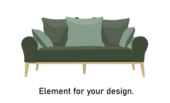 green sofa on a white background isolated vector illustration.