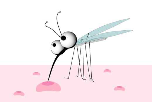 Cute cartoon mosquito .. Insect pest. Mosquito bite. Danger of disease transmission.
