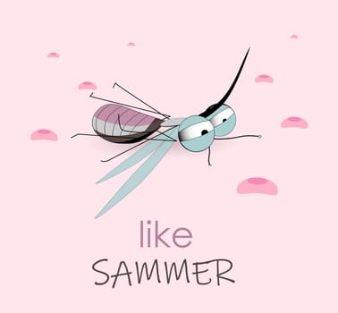 Hello summer. The mosquito drank blood and lies. Insect pest. Mosquito bite. Danger of disease transmission.