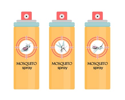 Insect mosquito and pest illustration for repellent oil. Mosquito spray. CAMPING.