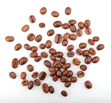 Fresh Roasted Coffee Beans Isolated On White Background