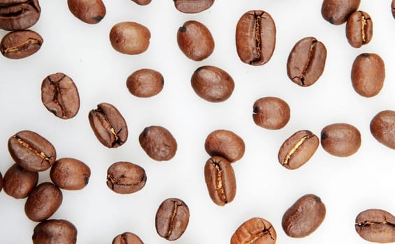 Fresh Roasted Coffee Beans Isolated On White Background