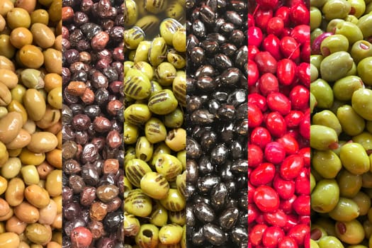 Close-Up Of Different Types Of Greek Olives