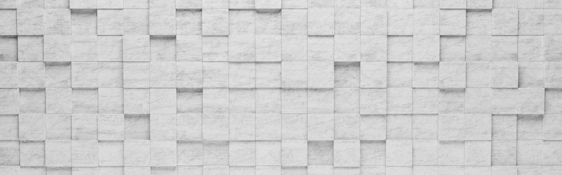Wall of Gray Squares Tiles Arranged in Random Height 3D Pattern Background Illustration