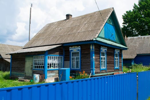 A typical folk village house in the countryside of Belarus