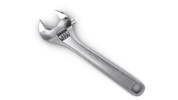 Adjustable wrench tool. Top view. 3D Rendering