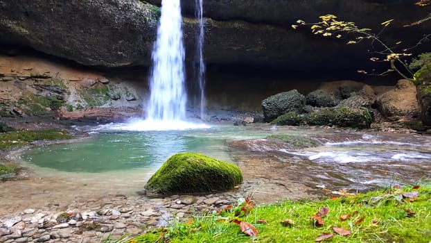 A romantic waterfall in the forest of Bavaria