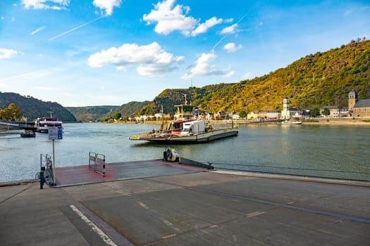 Passenger Ferry on the Rhine River in Germany near St. Goarshausen