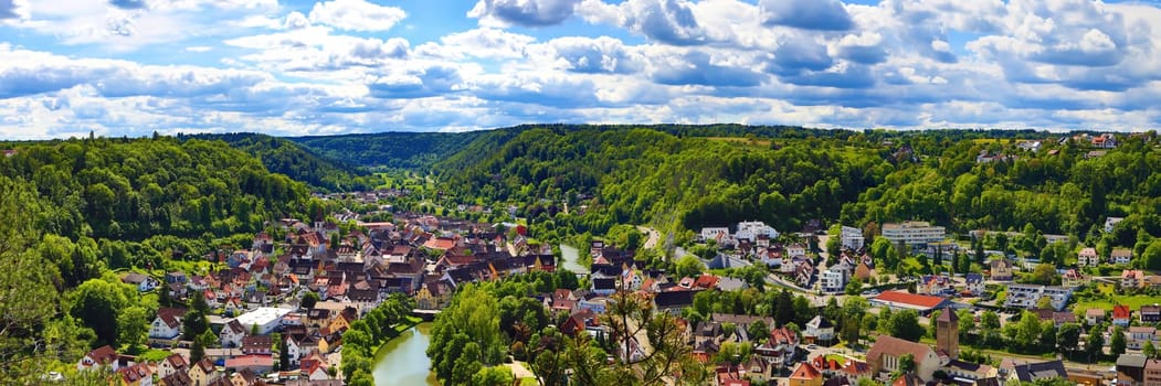 Townscape of Sulz am Neckar from above
