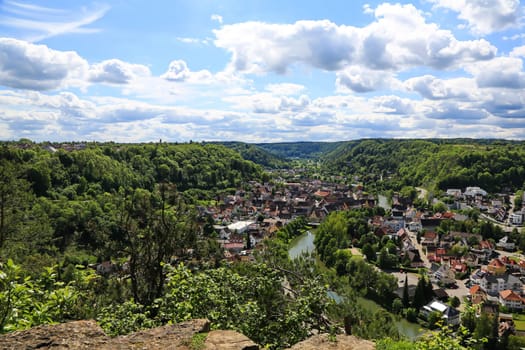 Townscape of Sulz am Neckar from above