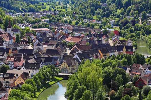 Townscape of Sulz am Neckar from above