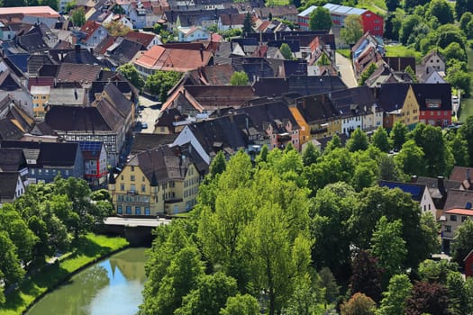 Townscape of Sulz am Neckar from above