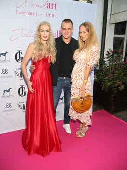 Juliane Golbs , Jenny Elvers with son Paul Jolig,.during the  Golden Things meets Pink Carpet" pre-closing Finissage at Studio 28   Hamburg"