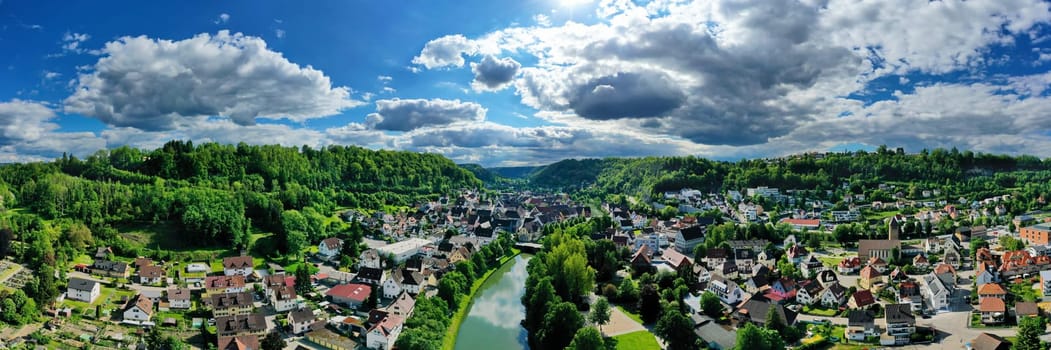 Townscape of Sulz am Neckar from above