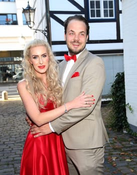 Juliane Golbs with Husband.during the  Golden Things meets Pink Carpet" pre-closing Finissage at Studio 28   Hamburg"