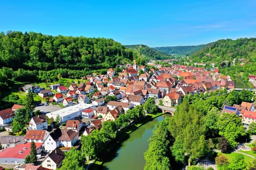 Townscape of Sulz am Neckar from above