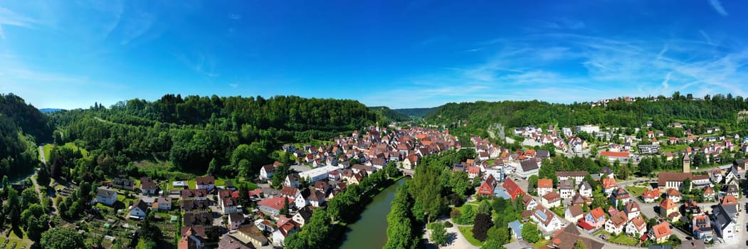 Townscape of Sulz am Neckar from above