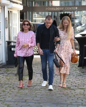 Claudia Obert, Jenny Elvers with son Paul Jolig,.during the  Golden Things meets Pink Carpet" pre-closing Finissage at Studio 28   Hamburg"