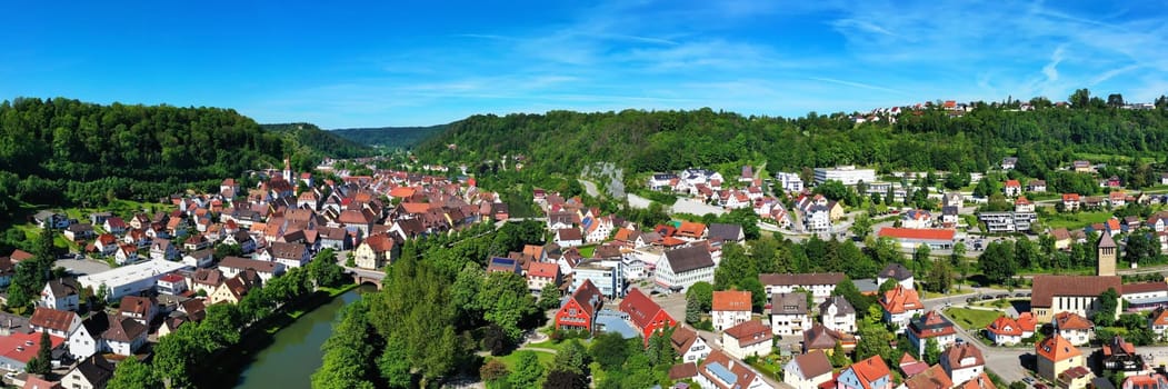Townscape of Sulz am Neckar from above
