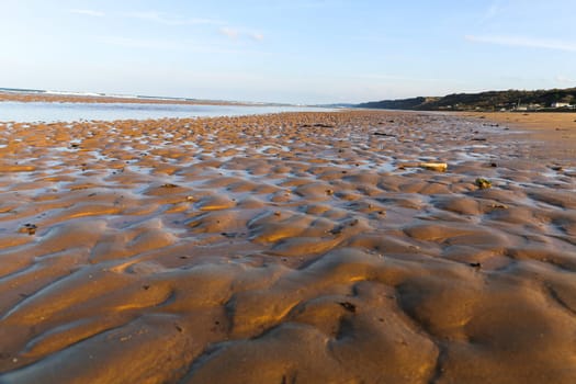 Ruins of harbor built by the Allies in Arromanches, Normandy, France