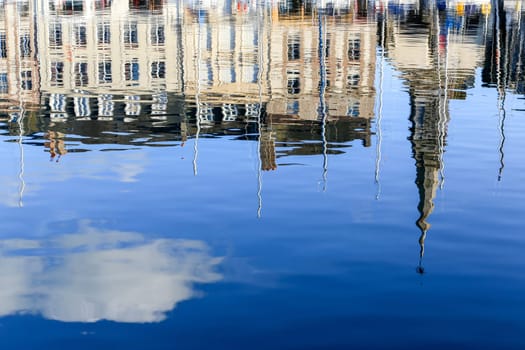 Yachts in the typical harbor of Honfleur
