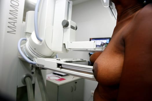 salvador, bahia / brazil - october 22, 2014: woman is seen during mammography exam to detect breast cancer in the city of Salvador.