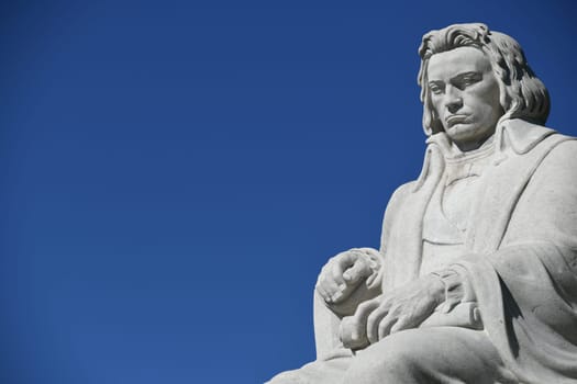 The historic Beethoven monument in Nuremberg's St. Johannis will shine in new splendour in 2020. The blue cloudless sky is suitable as a background