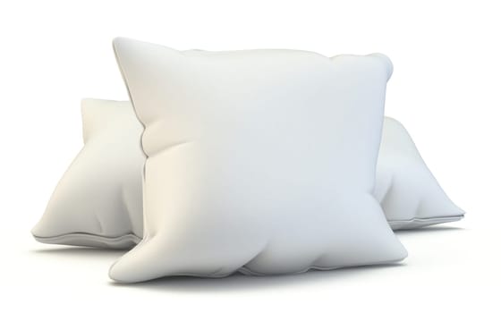 Square pillows 3D render illustration isolated on white background
