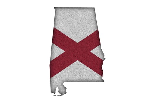 Map and flag of Alabama on felt