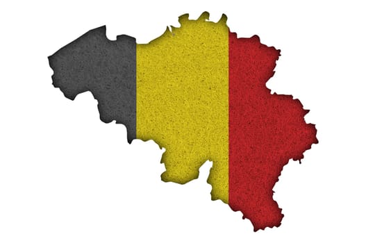 Map and flag of Belgium on felt
