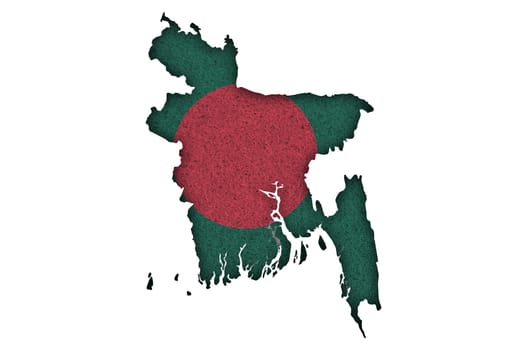 Map and flag of Bangladesh on felt