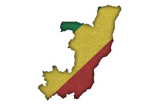 Map and flag of Republic of the Congo on felt