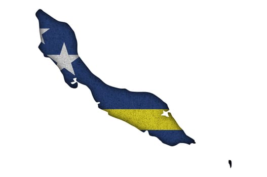 Map and flag of Curacao on felt