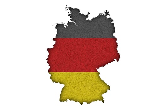 Map and flag of Germany on felt