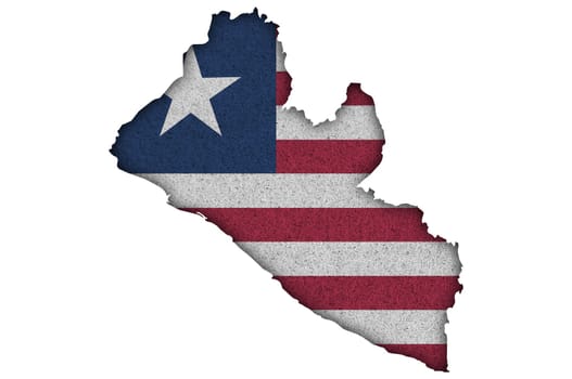 Map and flag of Liberia on felt